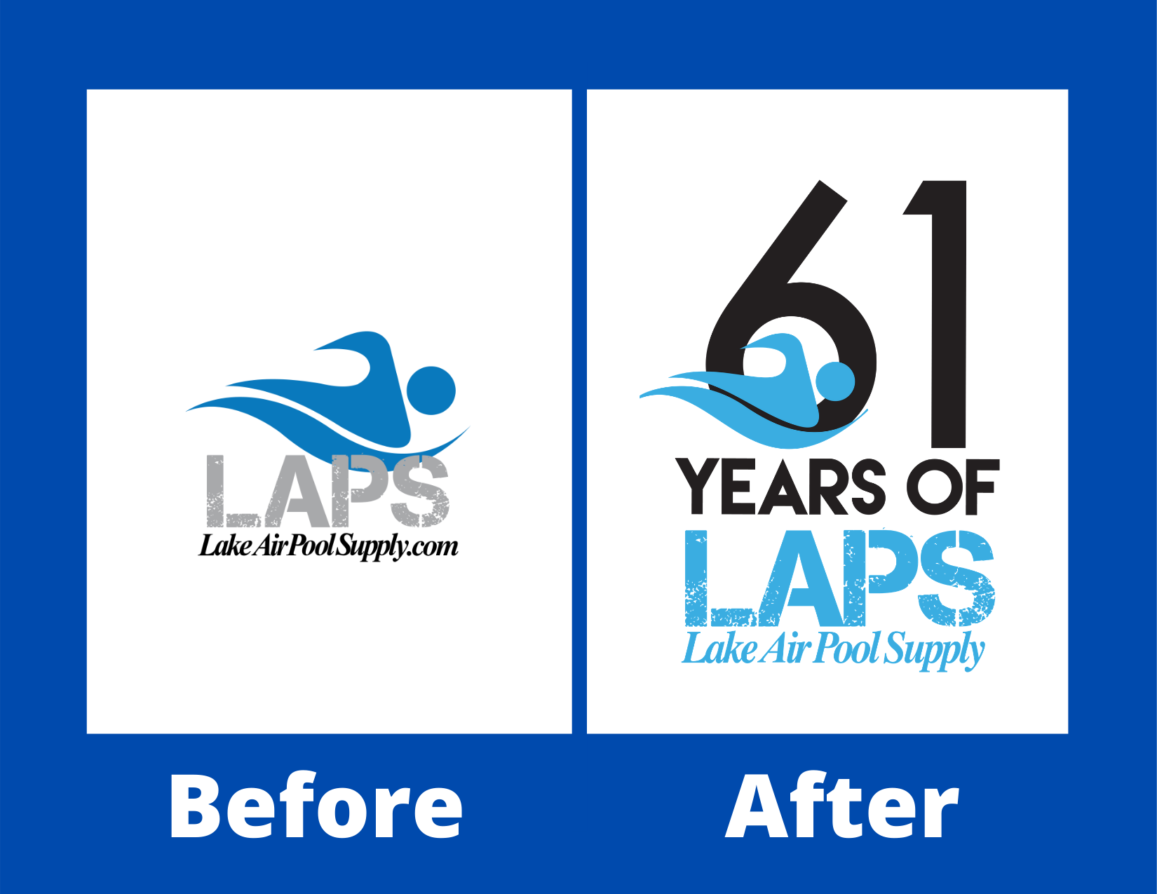 Example of before and after logo blues