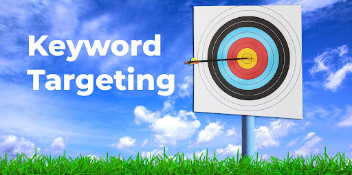 A bullseye with keyword targeting on grass