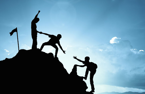 Leadership strategy helps people climb a mountain